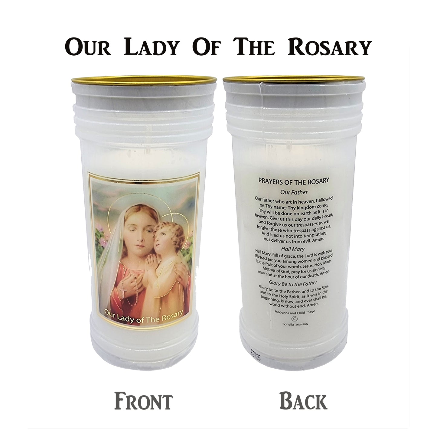 Catholic Wax Candle with Picture and Prayer (72 Hours) – Assorted Designs