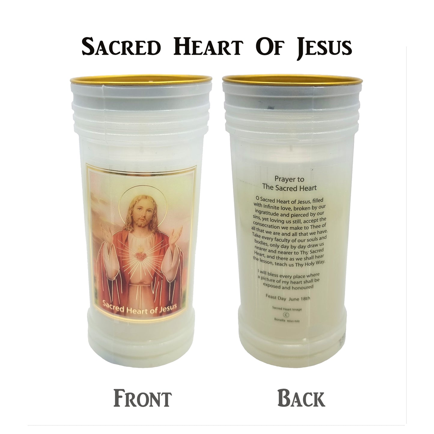 Catholic Wax Candle with Picture and Prayer (72 Hours) – Assorted Designs