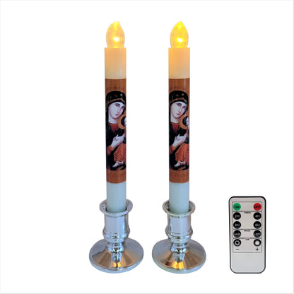 Catholic Artificial Flameless Candle with Remote Control (One Pair) – Assorted Design