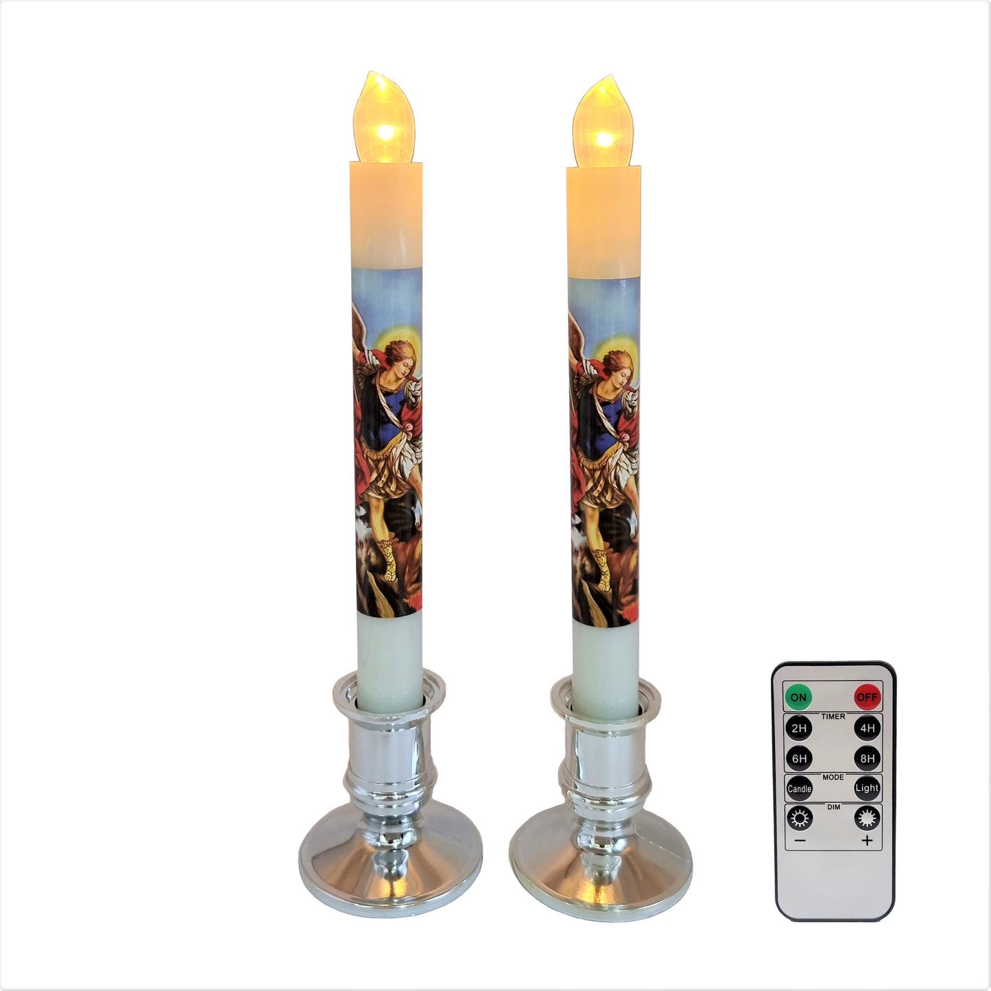Catholic Artificial Flameless Candle with Remote Control (One Pair) – Assorted Design