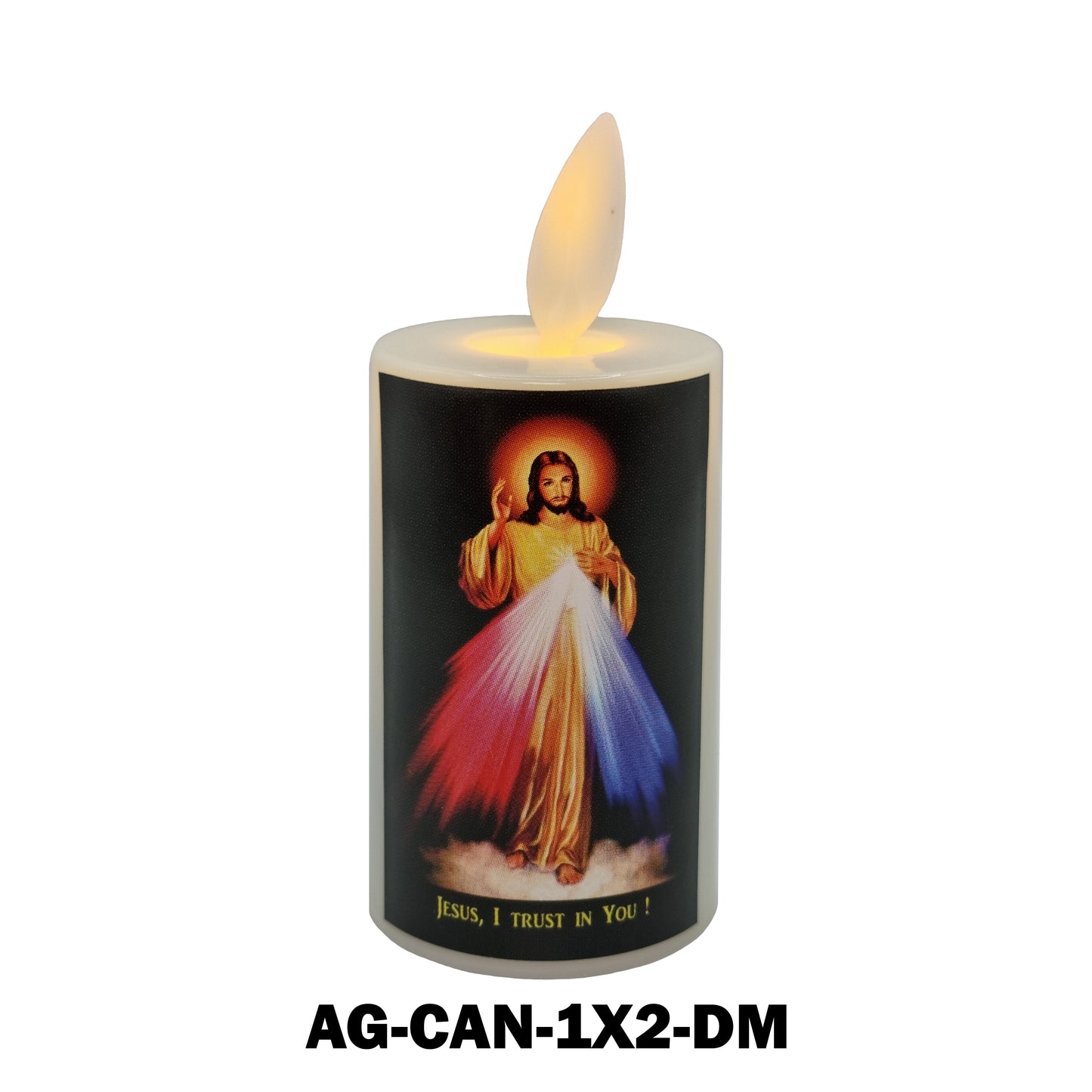 Catholic Mini Artificial Rechargeable Flameless Candle with Flickering Effect – Assorted Designs