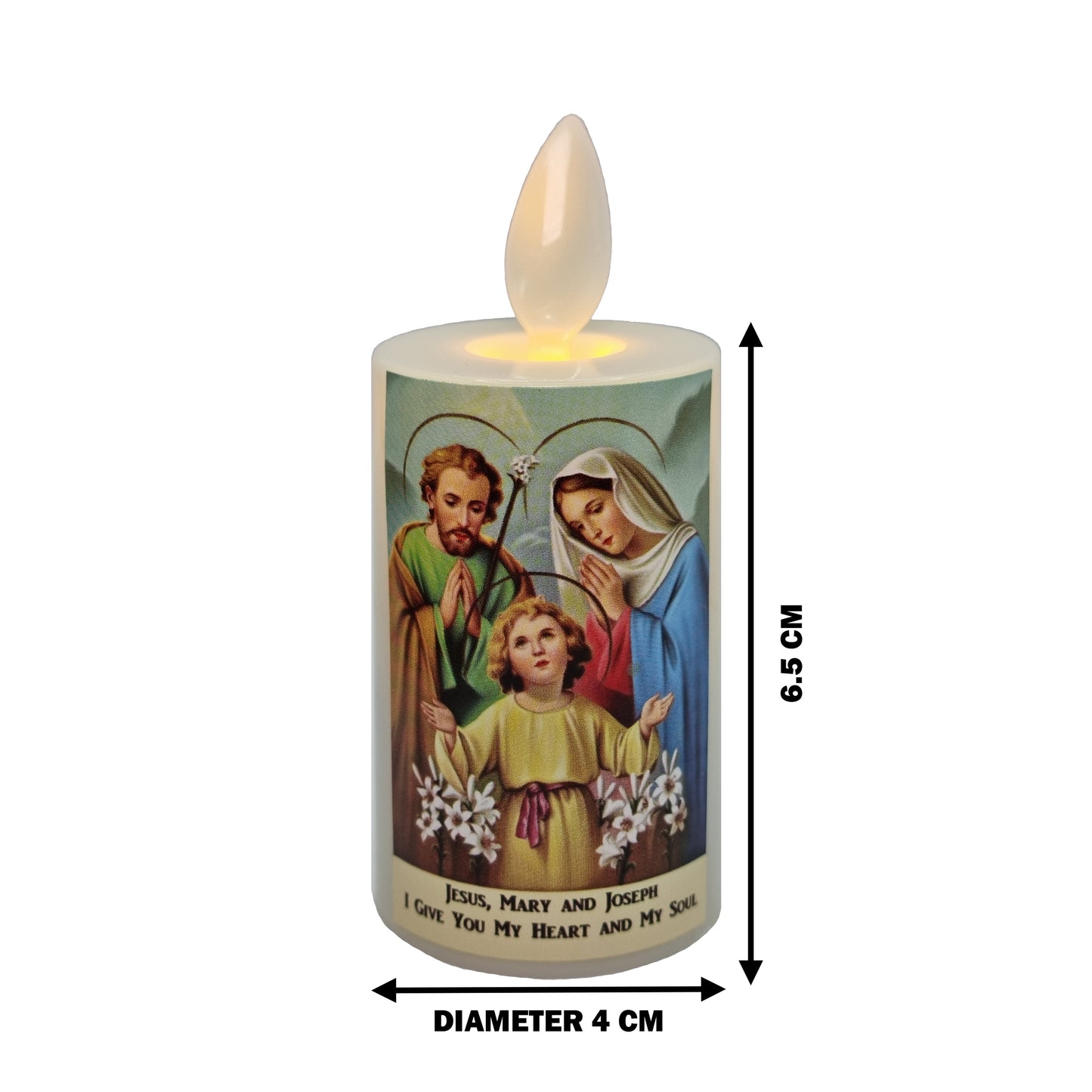 Catholic Mini Artificial Rechargeable Flameless Candle with Flickering Effect – Assorted Designs