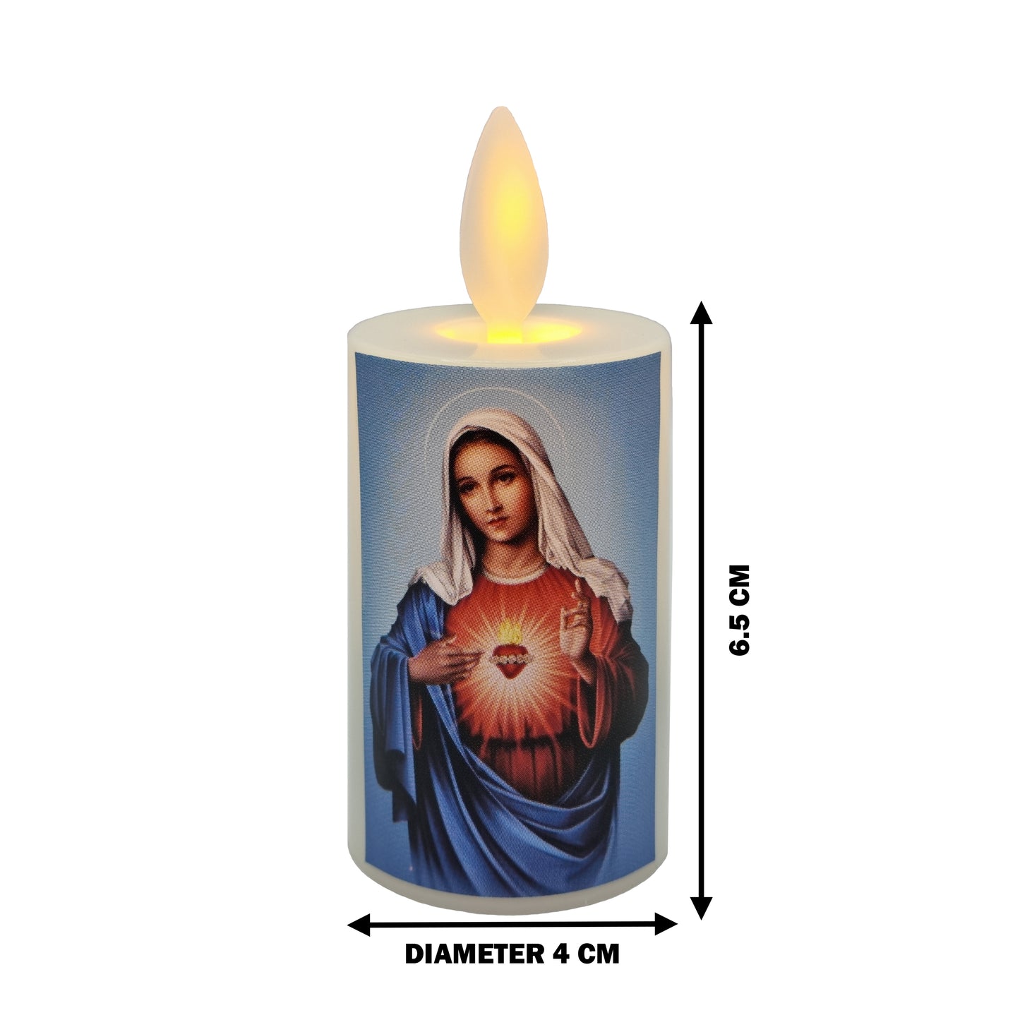 Catholic Mini Artificial Rechargeable Flameless Candle with Flickering Effect – Assorted Designs