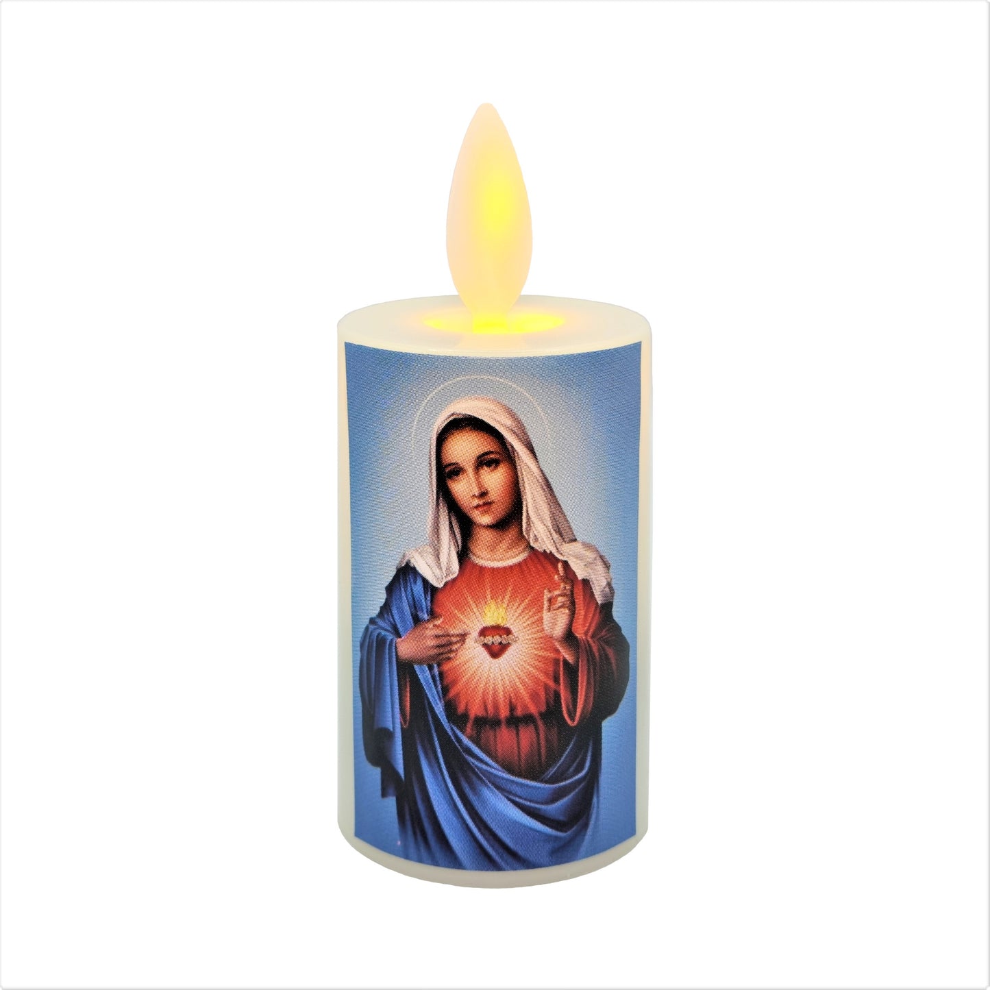 Catholic Mini Artificial Rechargeable Flameless Candle with Flickering Effect – Assorted Designs