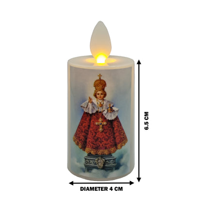 Catholic Mini Artificial Rechargeable Flameless Candle with Flickering Effect – Assorted Designs