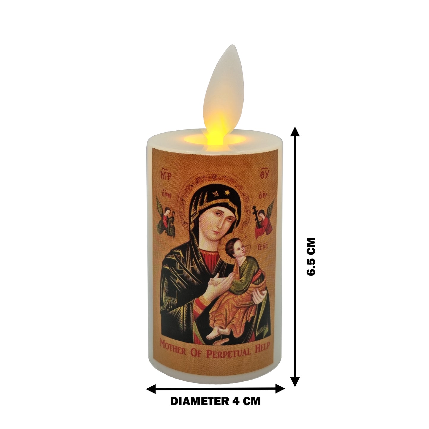 Catholic Mini Artificial Rechargeable Flameless Candle with Flickering Effect – Assorted Designs