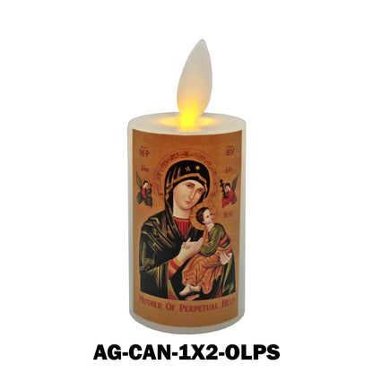 Catholic Mini Artificial Rechargeable Flameless Candle with Flickering Effect – Assorted Designs