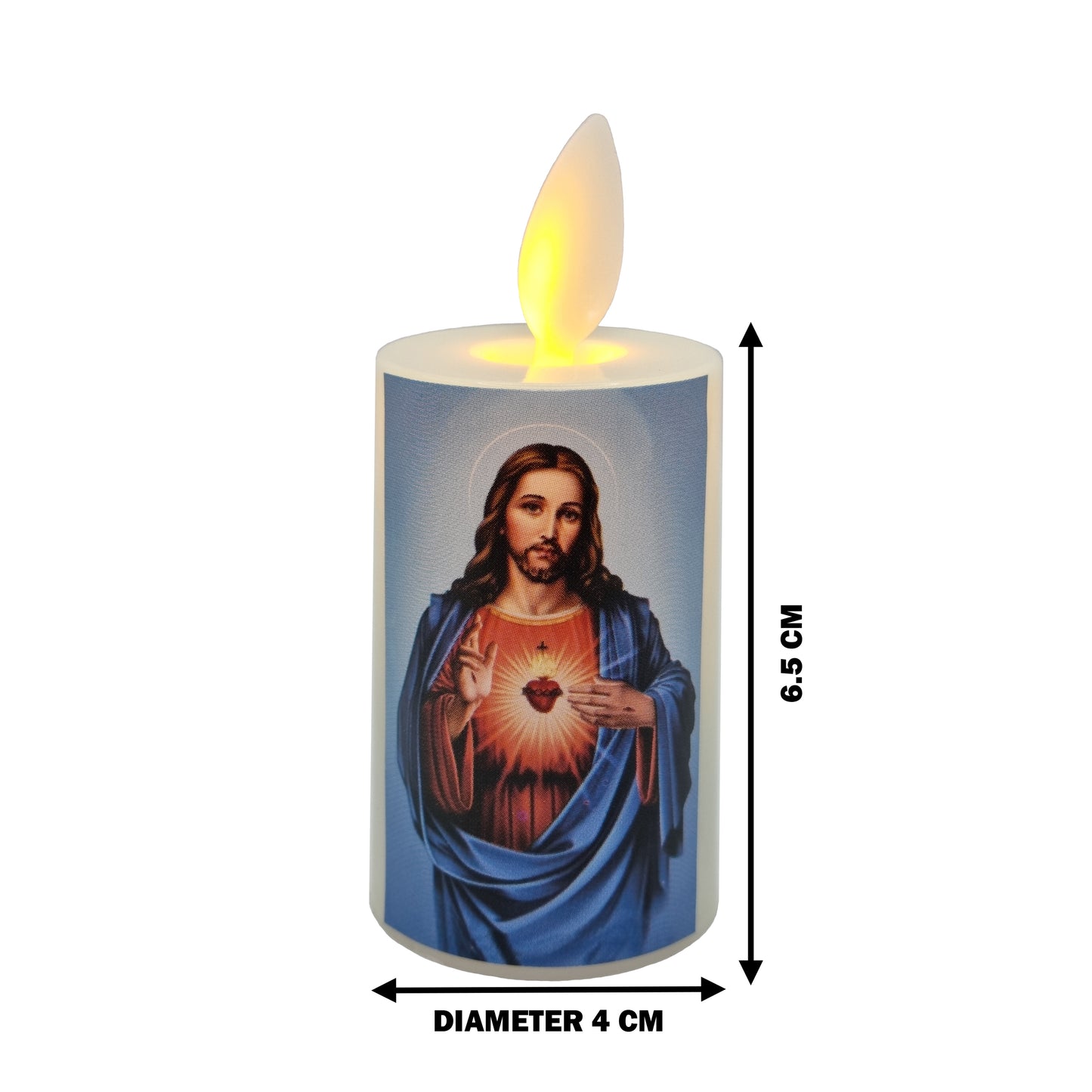 Catholic Mini Artificial Rechargeable Flameless Candle with Flickering Effect – Assorted Designs