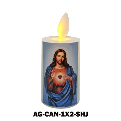 Catholic Mini Artificial Rechargeable Flameless Candle with Flickering Effect – Assorted Designs