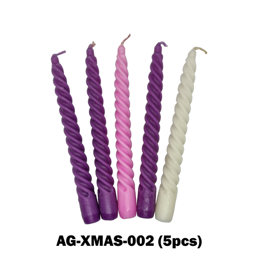 Advent 5 pcs Candles Set – 8″ Spiral (4 Hrs)