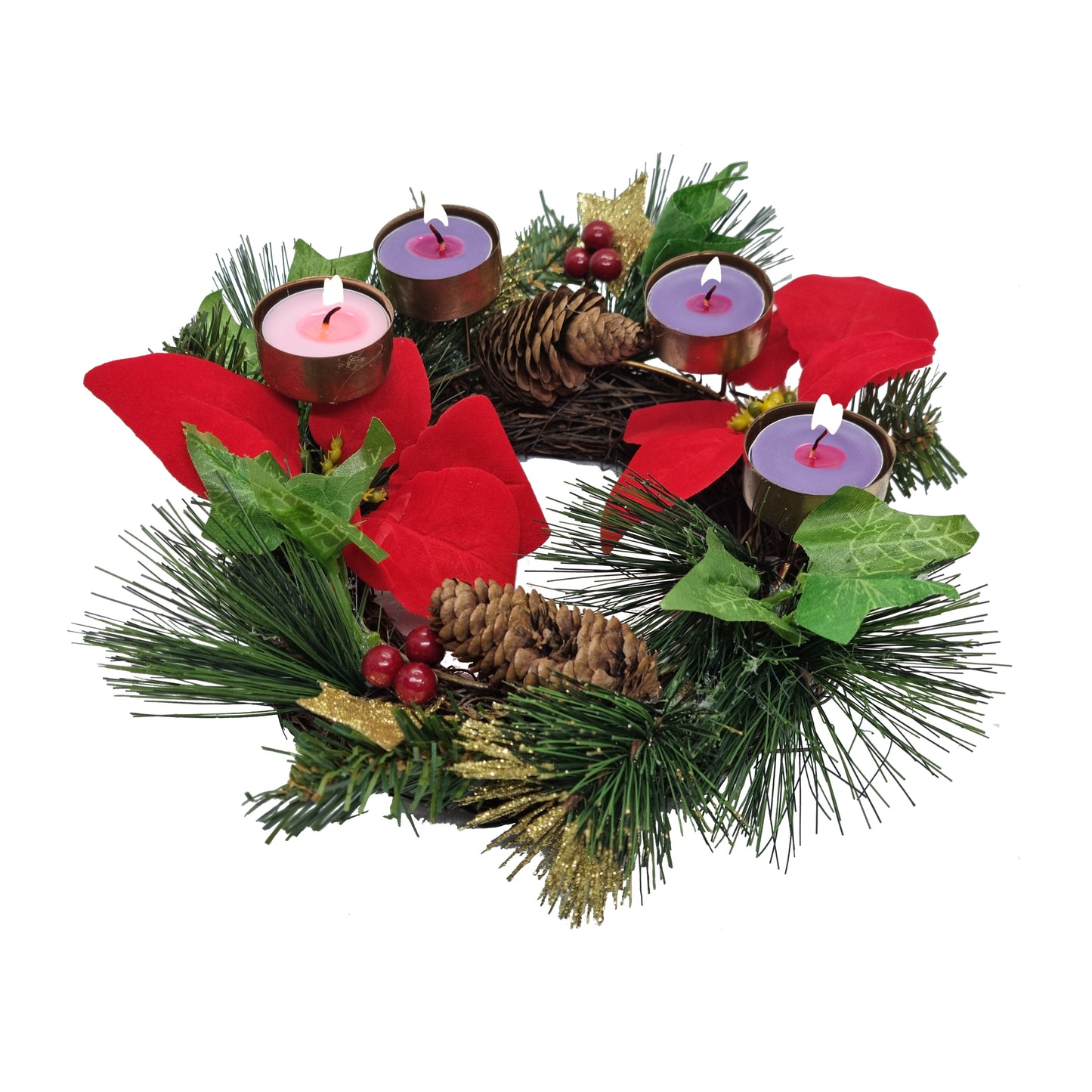 Advent Wreath – Small (12 Inch), With Tealight Candles