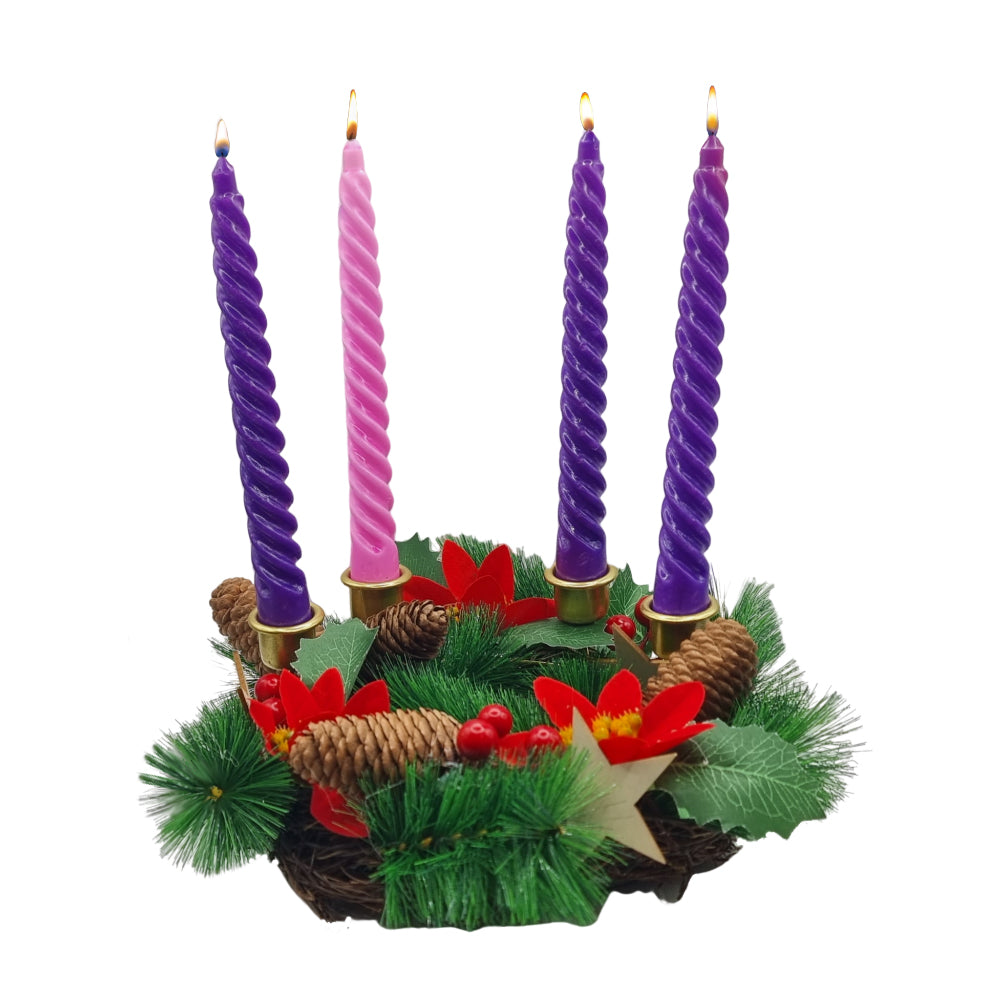 Advent Wreath – Small (12 Inch), With Spiral Candles